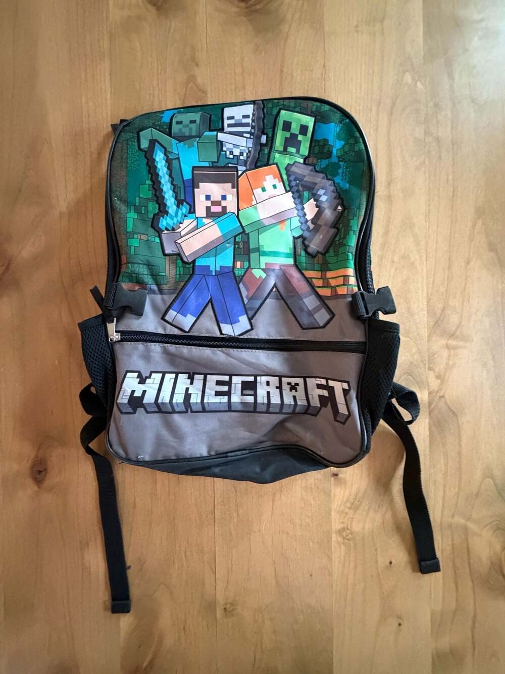 Minecraft 16-Inch Steve and Alex Mobs Graphic School Backpack